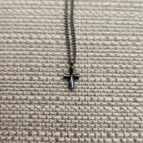 16 Inch Sterling Silver Heavily Tarnished James Avery Cross Necklace A4876 - Picture 3 of 8